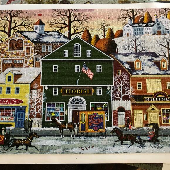 Charles Wysocki 1000 piece puzzle “meats, flowers, hats” folk art Americana - Picture 2 of 5